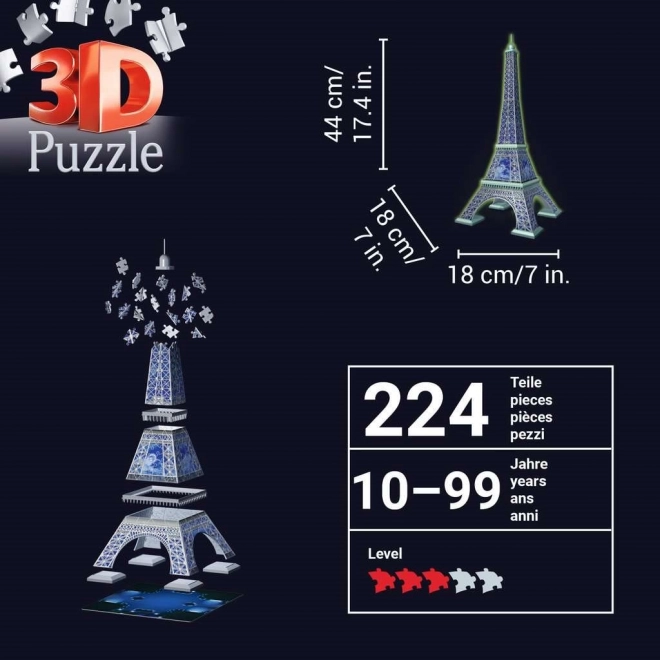 Ravensburger világító 3D puzzle Eiffel-torony