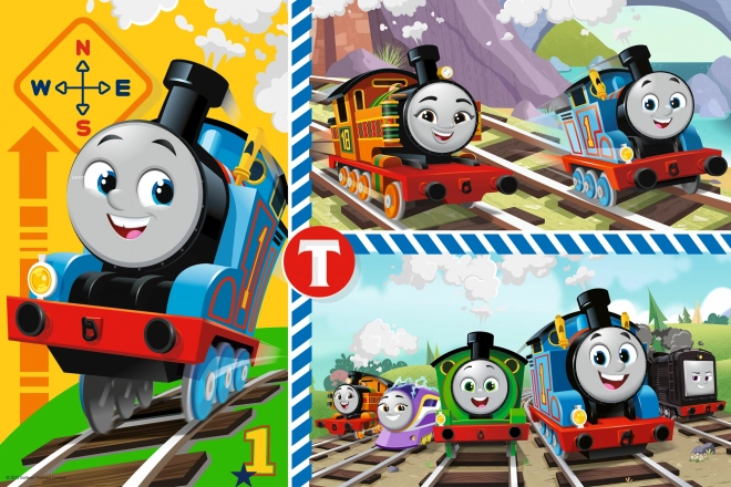 Kétszínű óriás puzzle Thomas a gőzmozdony és játékai