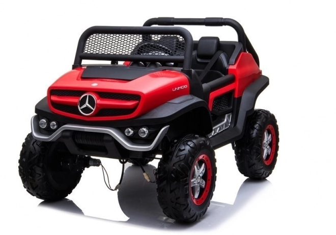 Mercedes Unimog fekete akkumulátoros autó – Piros