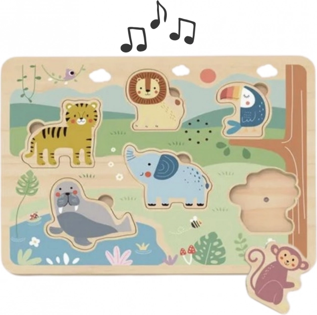 Tooky Toy Fa Interaktív Állatos Puzzle