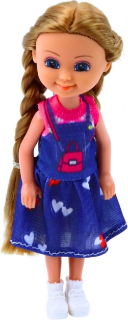Mini baba hosszú hajjal és ruhában 15 cm