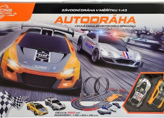 Autópálya Racing Collection 560 cm lejtőkkel és két autóval