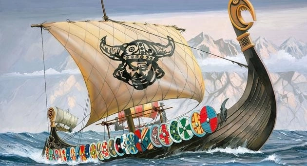 Viking hajó műanyag modell