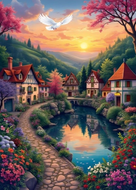 Puzzle Falu a Vízparton 500 darab