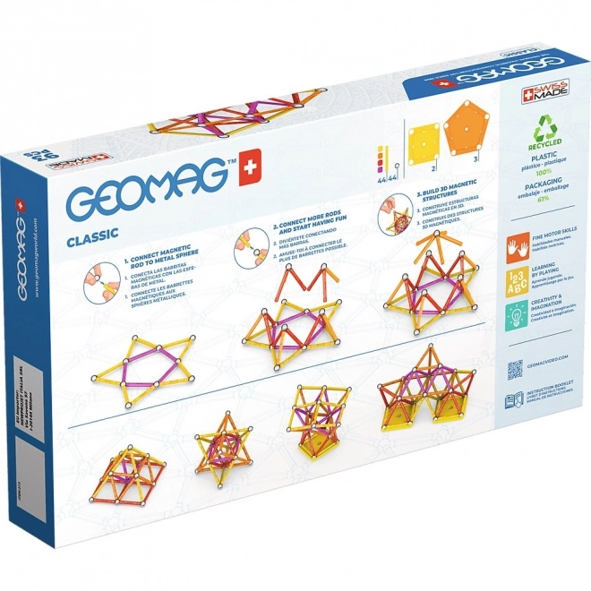 Geomag mágneses építőjátékok klasszikus újrahasznosított 93 darab narancssárga