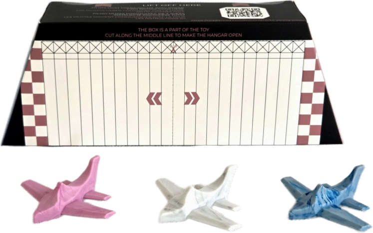 Toddleroad Hangár Marble – 3 ergonomikus szilikon repülőgép készlet funkcionális dobozzal