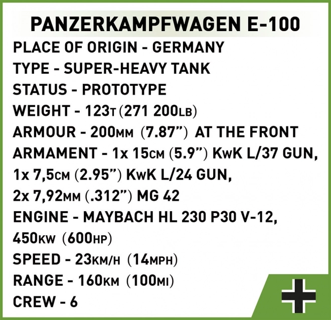 Panzerkampfwagen E-100 építőkészlet