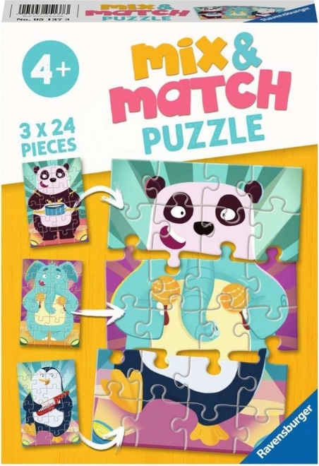 Ravensburger puzzle mix&match: vicces állatok 3x24 darab