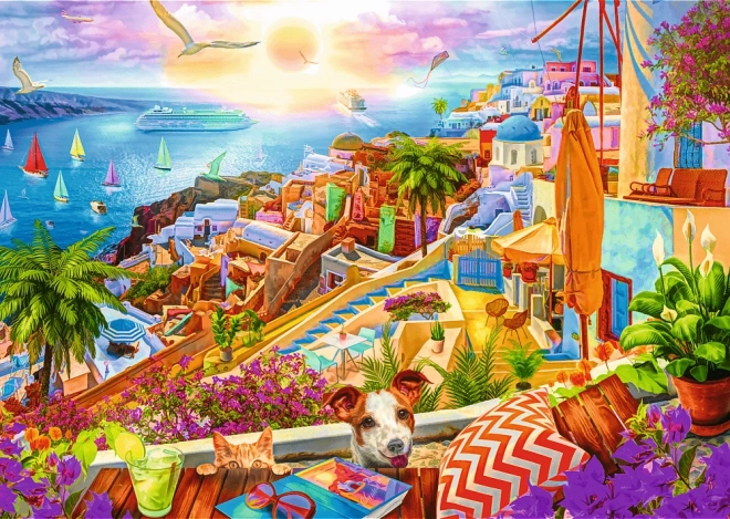 Puzzle 1000 darabos Premium Plus Santorini Látogatás