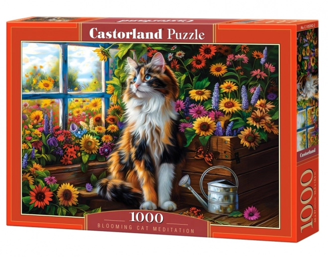 1000 darabos puzzle - Macska a virágok között
