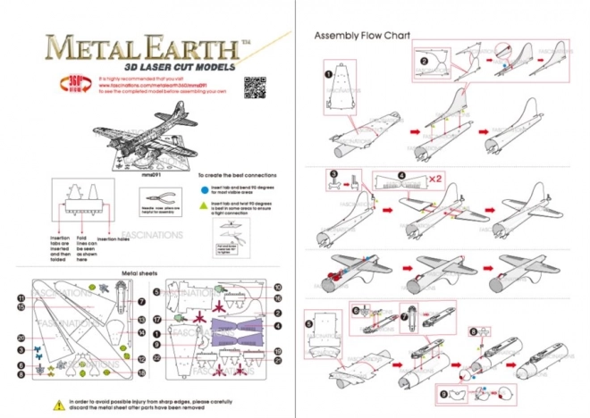 Metal Earth Bombázó B-17 3D Puzzle