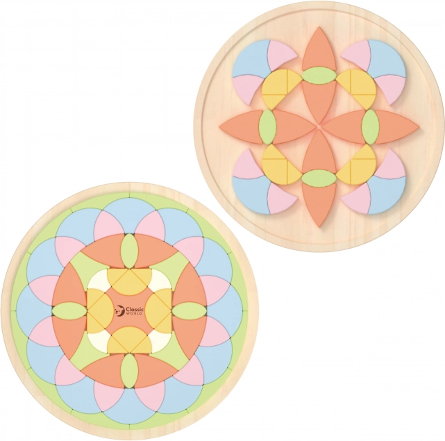Pasztell mandala Montessori mozaik virágok