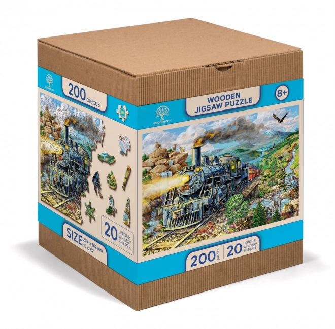 Wooden City Fa puzzle Vasút 2 az 1-ben, 200 darab EKO