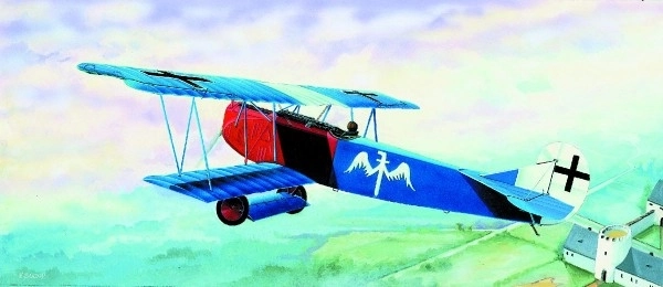 Fokker D-VII modell 15,2x19,3cm dobozban 31x13,5x3,5cm