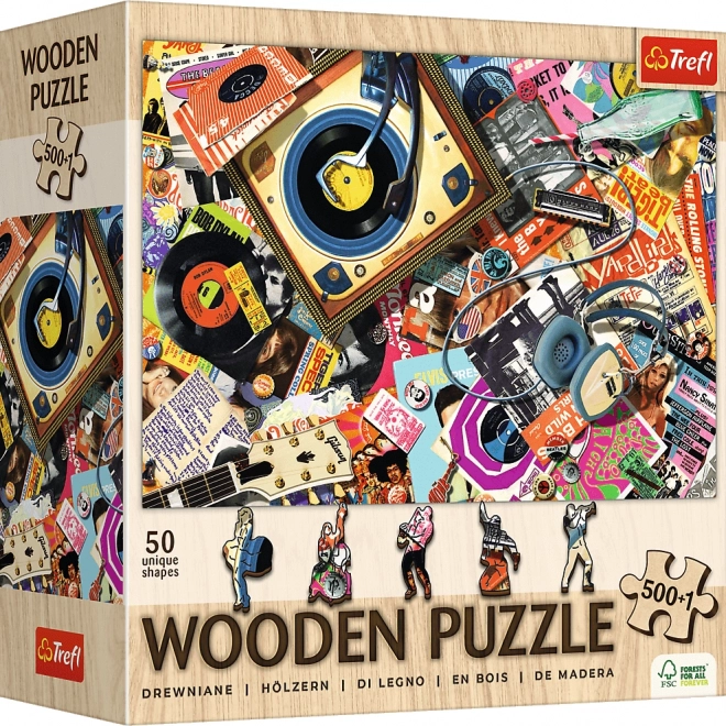 TREFL Kétszínű fa puzzle A zene világában 501 darab