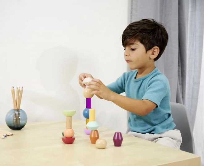 Montessori rakásolható blokkok – fa geometriai építőkészlet