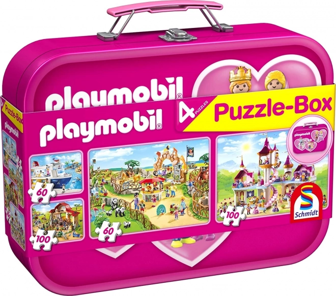 Playmobil puzzle 4 az 1-ben, bádog bőröndben