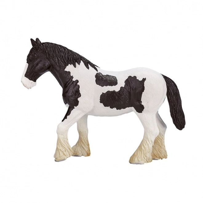 Fekete-fehér Clydesdale ló figura