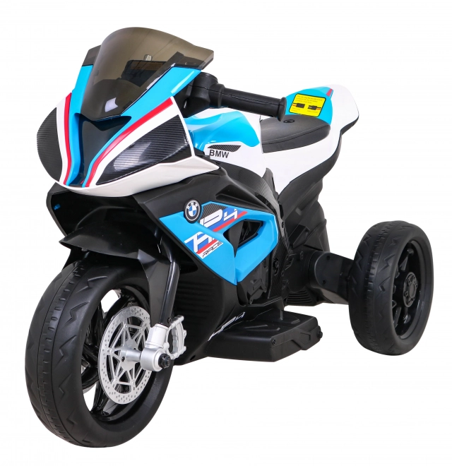 BMW HP4 Gyerekeknek elektromos motor kék + 3 kerék + LED + MP3 USB + Eco bőr