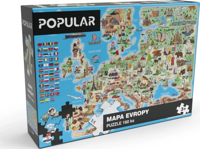 Európa térkép puzzle gyerekeknek 160 darabbal