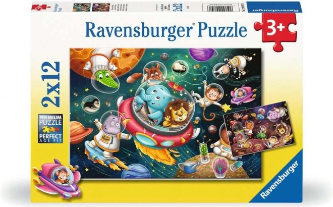 Ravensburger Puzzle Állatok az űrben 2x12 darab