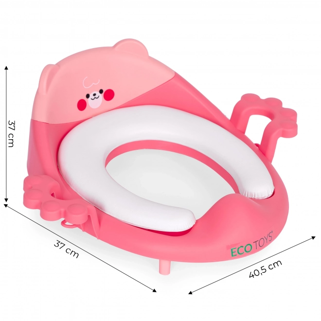 Gyerek WC ülőke fogantyúkkal, puha párnával, rózsaszín, ECOTOYS