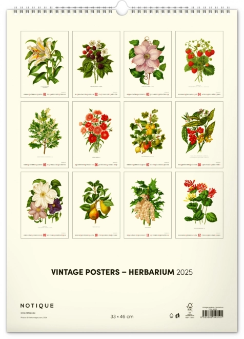 Notique falinaptár vintage plakátok – herbárium 2025