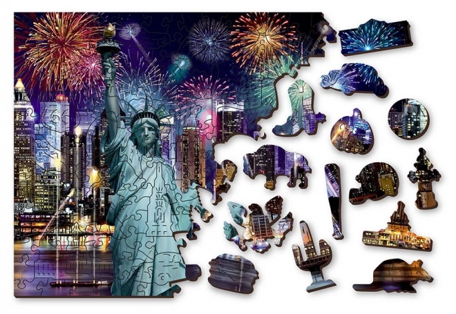 Wooden City éjszakai New York fa puzzle 2 az 1-ben 400 darabos készlet