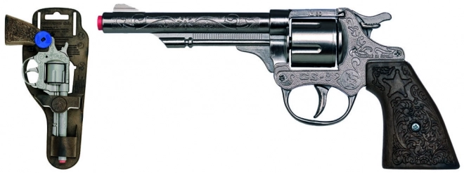 Revolver cowboy ezüst, fém - 8 lövés