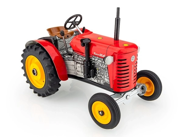 Zetor 25A piros fém traktor kulccsal