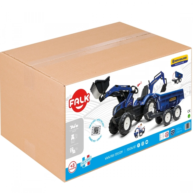 Traktor New Holland pótkocsival, kék, 3 éves kortól gyerekeknek