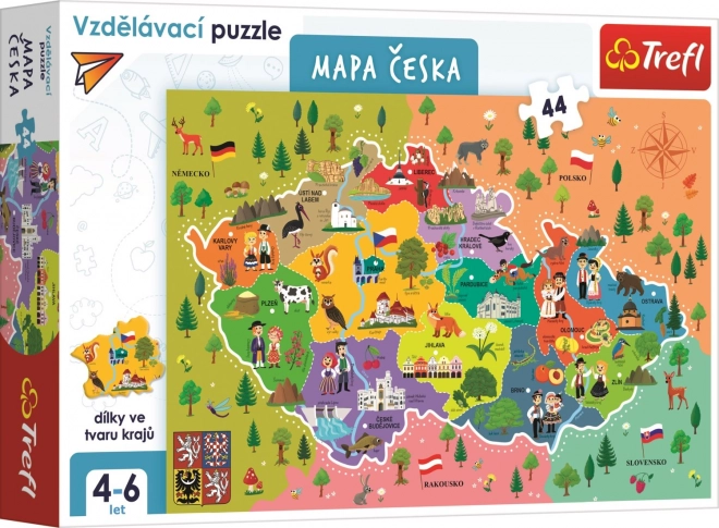 trefl oktató puzzle csehország térképe 44 darabos