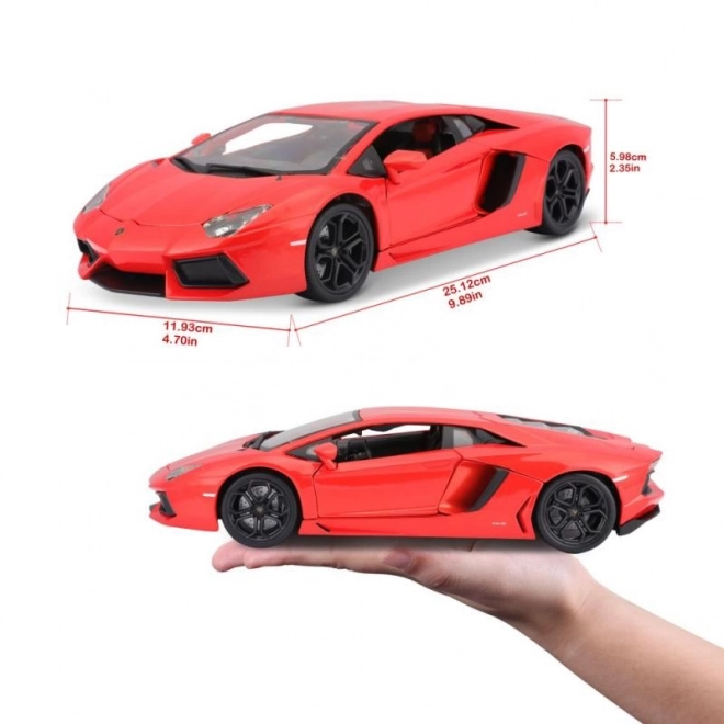 Bburago Lamborghini Aventador LP700-4 fém autó 1:18 méretarányban, narancssárga