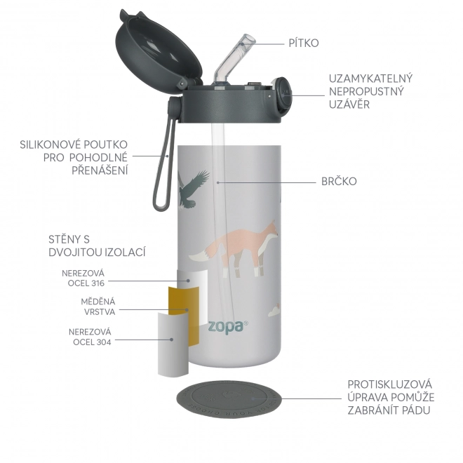 Folyadék termosz szívószállal és szilikon fogantyúval 350 ml