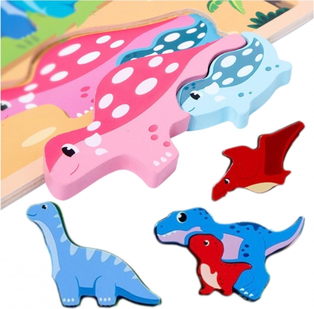 Fa oktatási dinoszaurusz puzzle rajzolótáblával