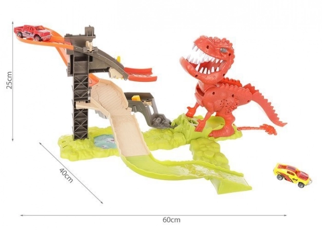 Dinoszaurusz kilövő pálya és 2 kisautó