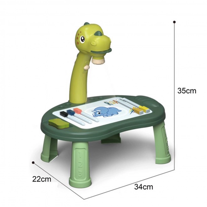 Dinoszaurusz vetítő rajztábla 24 mintával és 2 társasjátékkal