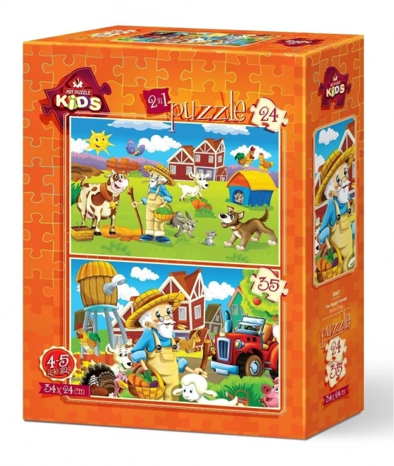 Gyerek Puzzle Boldog Farmer 24+35 Darabos