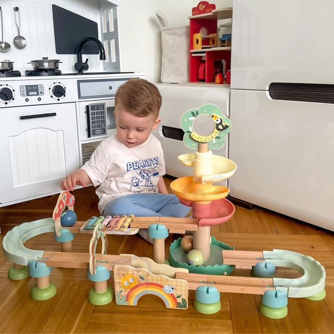 Fa golyópálya Xilofonnal Tooky Toy 44 db