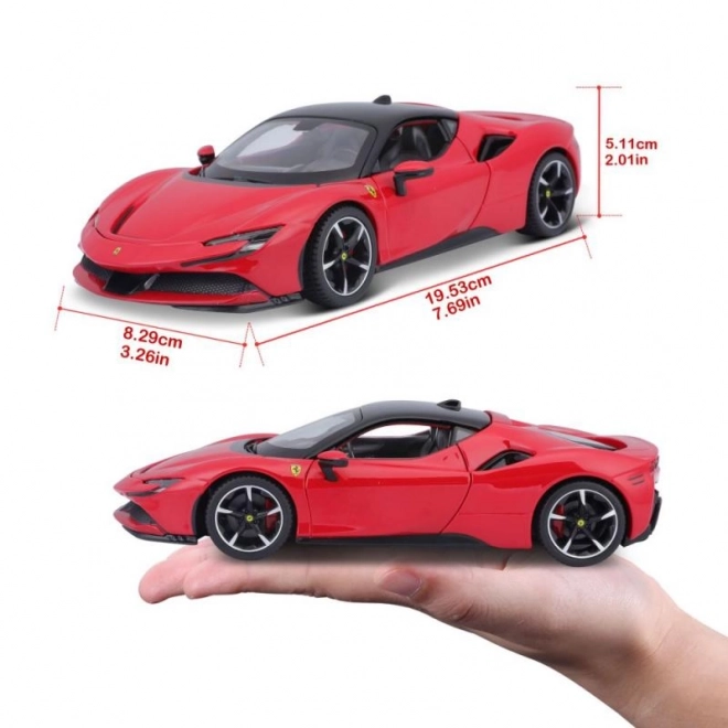 Bburago Ferrari SF90 Stradale piros autómodell 1:24