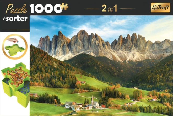 Dolomitok Olaszország 1000 darabos puzzle szett Trefl tálcával