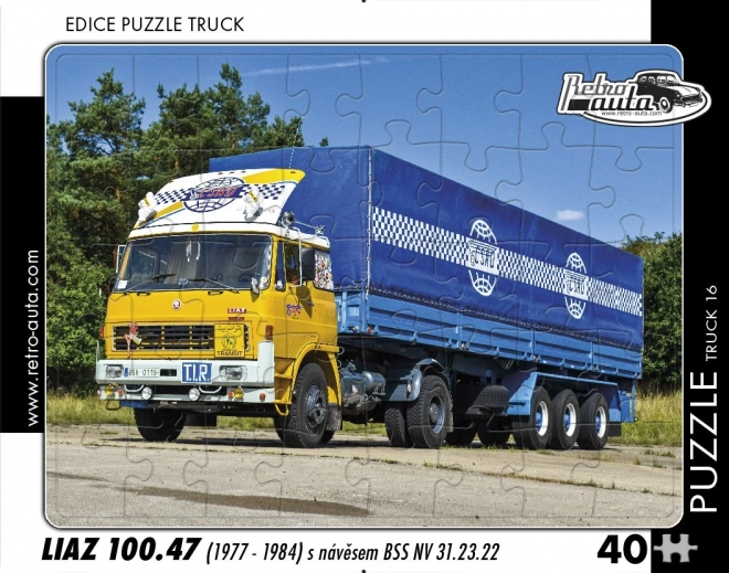 Retro járművek puzzle: Liaz 100.47 teherautó utánfutóval