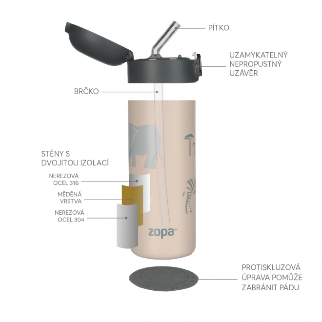 Termosz italoknak szívószállal 400 ml Safari