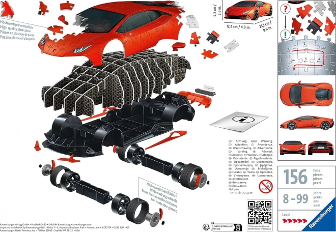 Lamborghini Huracán Evo narancssárga puzzle 108 darab