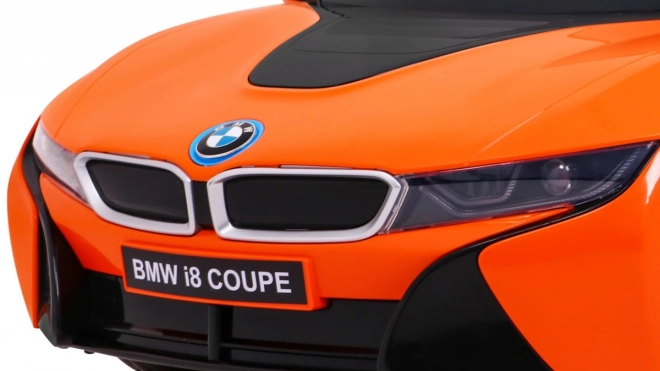 BMW I8 Lift akkumulátoros autó narancs + Távirányító + Lassú indítás + 3-pontos övek + MP3 USB + LED dióda
