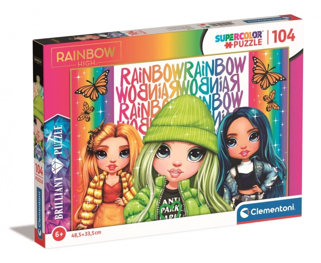 Clementoni ragyogó puzzle Rainbow High: Poppy, Jade és Skyler 104 darabos