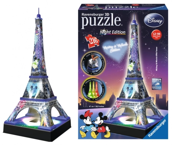 3D éjszakai építészeti puzzle - Eiffeltorony Disney