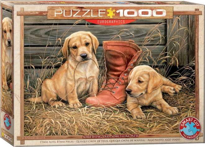 Kiskutyák régi cipővel puzzle - 1000 darab