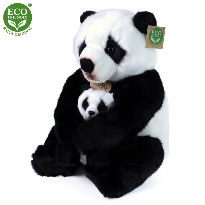 Panda plüssfigura kicsinyével 27 cm ECO-FRIENDLY