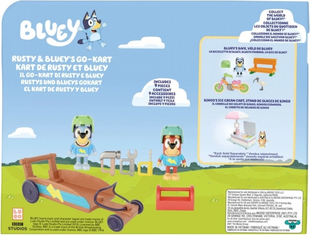 Bluey Gokart figurákok 2 kutyafigurával
